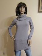 STEFANEL szary sweter z dużym golfem wełniany _ XS