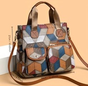 Stylowa Skórzana torebka damska Kieszonki Pojemna Shopperka