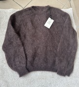 Sweterek czekoladowy oversize 80% super kid moher italy