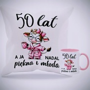 Kubek i poduszka 50 urodziny prezent 
