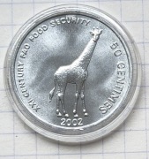 #3170 Kongo 50 centymów 2002 Żyrafa UNC