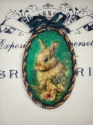 Ozdobny medalion prowansalski decoupage zając vintage shabby Prowansja