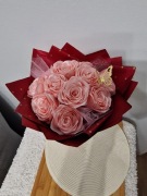 Sprzedam nowy piękny bukiet z wstążki satynowej 