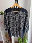 Bawełniana bluzka floral print 100% cotton V neck plus size