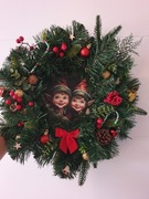 wieniec na drzwi ścianę świąteczny elfy lampki led na baterię dekoracja