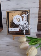Kartka 3d 18 urodziny czarno z