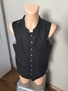 Trachten kamizelka męska 48 wełna bawarski styl szary granat 