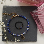 Bransoletka i pierścionek z naturalnych kamieni- lazuryt