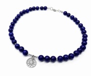 Naszyjnik kamienie srebro granatowy Lapis Lazuli