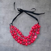 Solar czerwone korale potrójne sznur tasiemka woreczek prezent Nowe