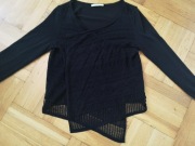 Narzutka sweterek czarny ażurek  kardigan Camaieu M  38 24 hm 