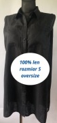 Bluzka bez rękawów luźna oversize len czarna H&M rozm. S do L