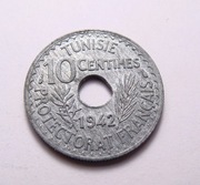 Tunezja Francuska 10 centimes 1942 PIĘKNA!