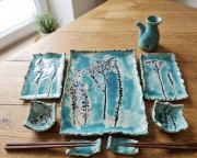 Zestaw do sushi handmade dla 2 osób Kasjumi ceramika