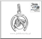 Srebrna podkowa na szczęście z głową konia srebro 