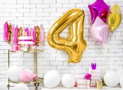 Balon foliowy Cyfra ''4", złoty, 86 cm.