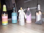 Wazonik / butelka szklana ręcznie zdobiona