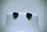 Kolczyki zielone serca sztyfty