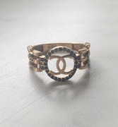 Pierścień czarne cyrkonie złoto 375