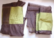 Dwie przewiewne zasłonko-firanki brąz +zieleń szyte na wymiar 120 / 290 cm