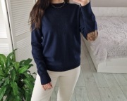 Sibin vasiljevic granatowy wełniany sweter 50% wełna L