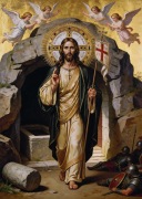 Obraz Jezus Zmartwychwstały 50x70 cm | płótno matowe | obraz religijny