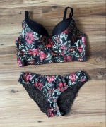 SHEIN komplet bikini biustonosz 75B w kwiaty