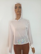 Bluza bluzka z kapturem biała siateczka sexy RIVER wyprzedaż