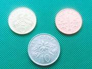 SINGAPUR - Zestaw 3 monet 1 5 10 Cents Centów z 1986 1994 1995 k1