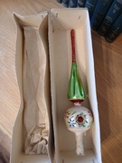 Stara bombka szklana choinkowa szpic 3 reflektorki oryginalne pudełko 