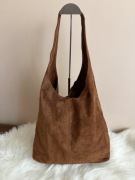 Torebka  shopper worek zamsz  brąz Włoska 