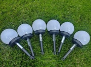 Lampiony lampki solarne kule wbijane białe światło 6 sztuk