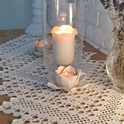 Biały bieżnik ręcznie robione na szydełku 