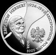 Srebrna moneta 10zł HERBERT  - 0,42 oz uncji Ag 999. Czytaj opis