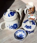 Porcelana fajans Włocławek dzban,talerze ażurowe, misa KOMPLET, PRL +GRATIS