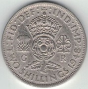 Wielka Brytania 2 szylingi two shillings (floren) 1948 28,4 mm - nr 2