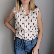 Biała koszula damska bluzka we wzorek