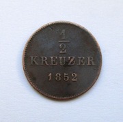 1/2 Kreuzer 1852 r.  Wirtembergia
