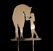 Topper urodziny,dziewczynka z koniem,24 cm,