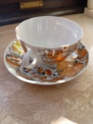 filiżanka ze spodkiem, złocona, Łomonosow/ ZSRR  - 2 szt./cena za 1 szt.