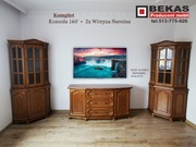 Śliczny Zestaw Salonu Dąb Rustikalny Komoda Dwie Witryny BEKAS Producent 