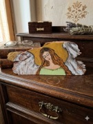 Obraz Anioł na plastrze drewna ręcznie malowany