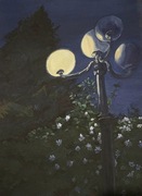 "Pod Latarnią" Obraz na tekturze akrylami 50x70cm