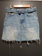 Niebieska jeansowa krótka spódniczka z paskiem XS 34 Zara