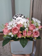 Pierwsza komunia święta flower box sztuczne kwiaty prezent pamiątka