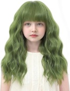 BUPPLER Peruka dla dzieci z grzywką syntetyczna 35cm oliwkowa-zieleń