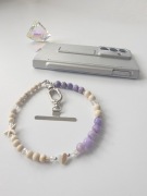 Biżuteryjna smycz do telefonu Jadeit, Kamień Rzeczny. Mattè Prism, handmade