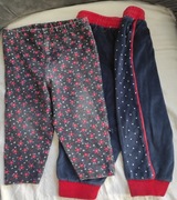 2 pary spodenek dla dziewczynki 74 cm (leginsy i welurowe dresy)