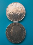 5 koron 1955,1959 Szwecja Gustaw VI Adolf  Dwie sztuki z Ag 0,400 po 18 g 