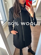 Wełniany płaszcz wiosenny H&M trencz rozmiar L 50% wełna bouclé